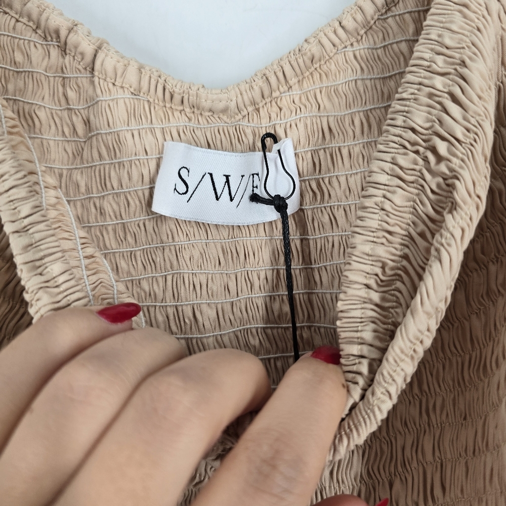 S/W/F Puff Sleeve Sweetheart Dress Travertine XS NEW - Picture 5 of 8